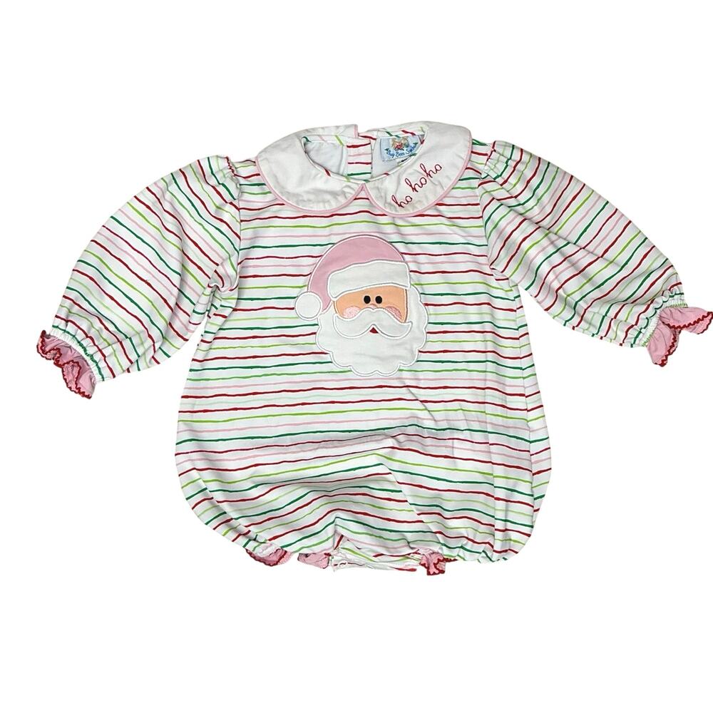 Busy Bees Smocks Santa Christmas Sister Set Girls Shirt Sz 5 Bubble Sz 9M